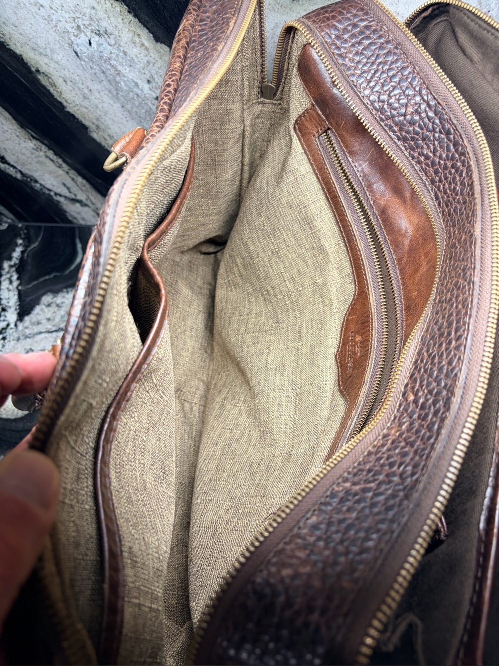 Lucchese Buffalo Leather Briefcase Messenger Laptop Bag Brown USA Luxury - Picture 7 of 12